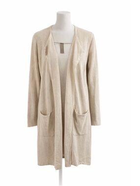 J Crew Linen Blend Open Front Cardigan sweater Natural Beige Size M cozy tan